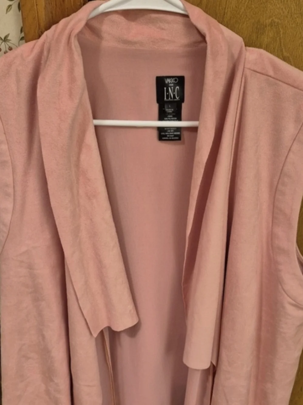 LARGE..BRAND NEW W/O TAGS..Vakko for I·N·C Draped Vests in Blush Pink and Cream - Picture 2 of 11